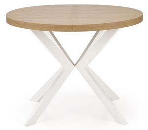 Rozkládací jídelní stůl 100-250 cm Pepeera (bílá + zlatá) (pro 6 8 osob)