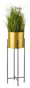 KOVOVÝ KVĚTINÁČ SE STOJÁNEM GLAMOUR 75X24 CM ZLATÁ/ČERNÁ