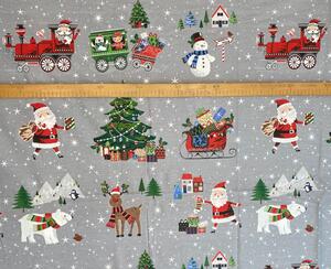 Ervi bavlněný ubrus na stůl obdélníkový/čtvercový - Vánoční vzor- šedý - Erviplas