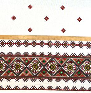 Ervi bavla š.150 cm - tradiční výšivka - červená print, metráž -
