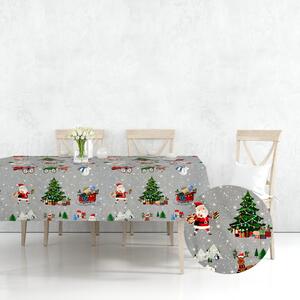 Ervi bavlněný ubrus na stůl obdélníkový/čtvercový - Vánoční vzor- šedý - Erviplas