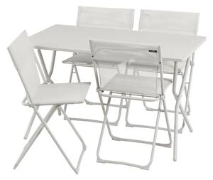 Sada BALCONY II – skládací stůl 120×70 cm + 4 ultra kompaktní židle | ColorBlock béžová Seigle