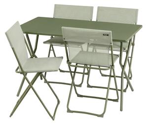 Sada BALCONY II – skládací stůl 120×70 cm + 4 ultra kompaktní židle | ColorBlock zelená Moss