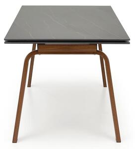 Rozkládací jídelní stůl 140-200 cm Léta (mramor černý + ořech) (pro 6 8 osob)