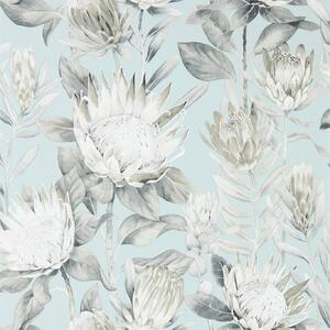 Sanderson King Protea Odstín tapety: Aqua/Linen