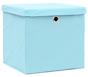 Úložné boxy s víky 10 ks bledě modré 32 x 32 x 32 cm textil