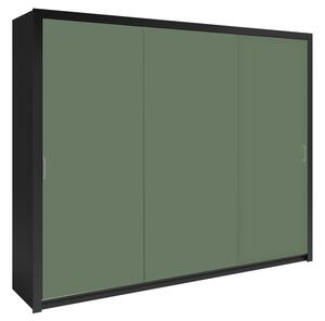 MARIDEX SKŘÍNĚ Šatní skříň - FRAMA 255, zelená/matná černá Barva úchytky: černá