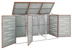 Přístřešek na tři popelnice 207 x 77,5 x 115 cm nerezová ocel