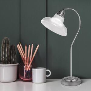 Searchlight EU7180SS Stylová stolní lampa BISTRO žebrované sklo