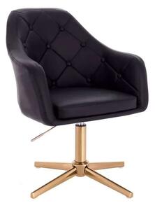 LuxuryForm DESIGN Křeslo ANDORA na zlatém kříži - černé