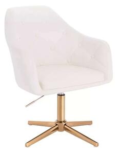 LuxuryForm DESIGN Křeslo ANDORA na zlatém kříži - bílé