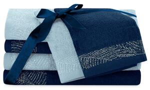 AmeliaHome Sada 6 ks ručníků BELLIS klasický styl odstín námořnická modrá