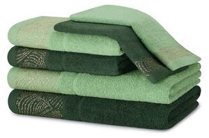 AmeliaHome Sada 6 ks ručníků BELLIS klasický styl zelený