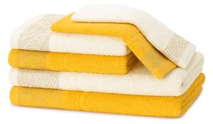 AmeliaHome Sada 6 ks ručníků BELLIS klasický styl žlutá
