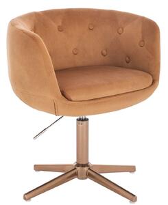 LuxuryForm DESIGN Křeslo MONTANA VELUR na zlatém kříži - hnědé