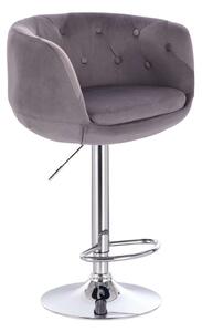 LuxuryForm DESIGN Barová židle MONTANA VELUR na stříbrném talíři - šedá
