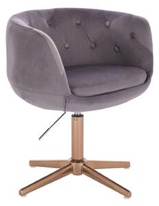 LuxuryForm DESIGN Křeslo MONTANA VELUR na zlatém kříži - šedé