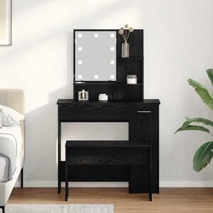 LED Toaletní stolek Set 2 ks Černý dub 86,5 x 35 x 136 cm 3332508