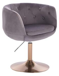 LuxuryForm DESIGN Křeslo MONTANA VELUR na zlatém talíři - šedé