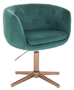 LuxuryForm DESIGN Křeslo MONTANA VELUR na zlatém kříži - zelené
