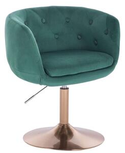 LuxuryForm DESIGN Křeslo MONTANA VELUR na zlatém talíři - zelené