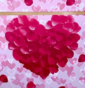 Ervi bavlna š.240 cm - srdce z růžových lístků-růžové, metráž -