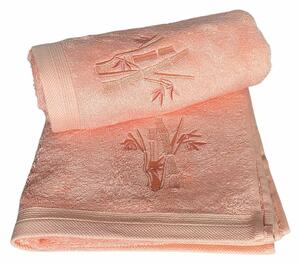 Bambusový ručník z nové kolekce BOSTON. Barva ručníku je lososová. Rozměr ručníku 50x100 cm. Plošná hmotnost 500 g/m2. Praní na 60°C