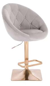 LuxuryForm DESIGN Barová židle VERA VELUR na zlaté hranaté podstavě - světle šedá