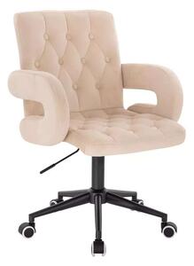 LuxuryForm DESIGN Židle BOSTON VELUR na černé podstavě s kolečky - krémová