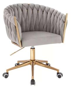 LuxuryForm DESIGN Židle NORDEN VELUR na zlaté podstavě s kolečky - světle šedá