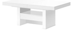 Konferenční stolek AVERSA LUX (bílá mat/bílá lesk) (Moderní konferenční stolek s výsuvem a rozkladem ve vysokém lesku)