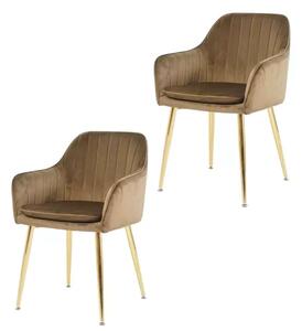 LuxuryForm DESIGN Židle AUSTIN VELUR - SET - hnědá
