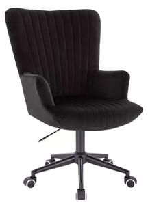 LuxuryForm DESIGN Křeslo AMADEO VELUR na černé podstavě s kolečky - černé