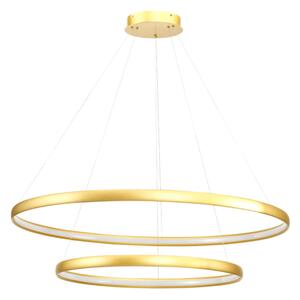 Zlaté závěsné LED svítidlo 2 kruhy CARLO