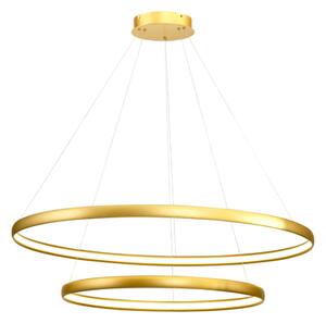 Zlaté závěsné LED svítidlo 2 kruhy CARLO