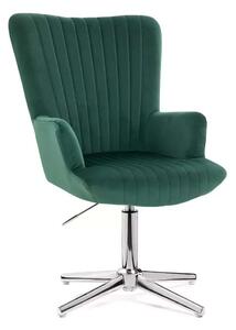 LuxuryForm DESIGN Křeslo AMADEO VELUR na stříbrném kříži - zelené