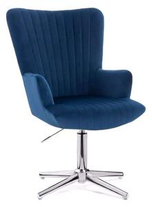 LuxuryForm DESIGN Křeslo AMADEO VELUR na stříbrném kříži - modré