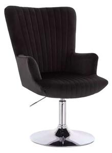 LuxuryForm DESIGN Křeslo AMADEO VELUR na stříbrném talíři - černé