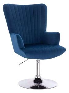 LuxuryForm DESIGN Křeslo AMADEO VELUR na stříbrném talíři - modré