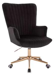LuxuryForm DESIGN Křeslo AMADEO VELUR na zlaté podstavě s kolečky - černé