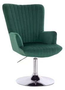 LuxuryForm DESIGN Křeslo AMADEO VELUR na stříbrném talíři - zelené