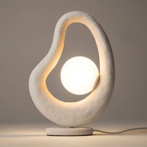 Maytoni LED stolní lampa Opus, bílá, kov/sklo, výška 38 cm, Bílá / opál, Ložnice, kov