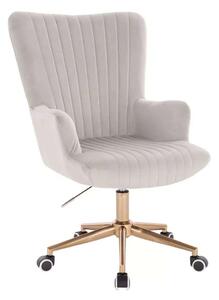 LuxuryForm DESIGN Křeslo AMADEO VELUR na zlaté podstavě s kolečky - světle šedé