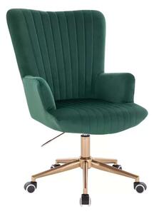 LuxuryForm DESIGN Křeslo AMADEO VELUR na zlaté podstavě s kolečky - zelené