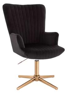 LuxuryForm DESIGN Křeslo AMADEO VELUR na zlatém kříži - černé