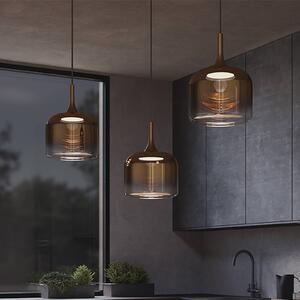 Maytoni LED závěsné světlo Spirito, zlaté, sklo/kov, Ø 26 cm, Mosaz / zlato, Obývací pokoj / jídelna, Sklo