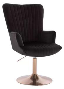 LuxuryForm DESIGN Křeslo AMADEO VELUR na zlatém talíři - černé