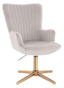 LuxuryForm DESIGN Křeslo AMADEO VELUR na zlatém kříži - světle šedé