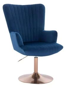 LuxuryForm DESIGN Křeslo AMADEO VELUR na zlatém talíři - modré