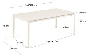 Bílý hliníkový zahradní stůl Kave Home Zaltana, 140 x 90 cm